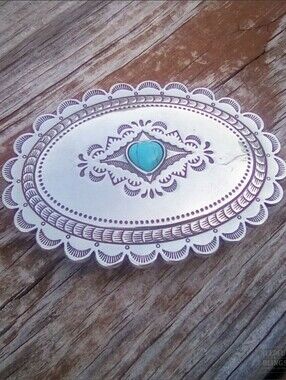 Vintage Western Belt Buckle Turquoise Color Heart